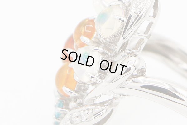 PT900 マルチオパールトルマリンダイアイリリング 2.12ct 0.31ct 0.06ct 11.00g　サイド拡大