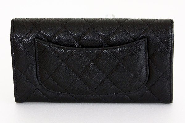 シャネル　クラシック ロング フラップ ウォレット AP0241 ブラック／GP金具　裏面