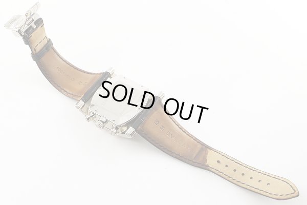 ブルガリ　アショーマ　クロノグラフ　ＡＡ４８ＳＣＨ　黒文字盤　革ベルト状態　裏面