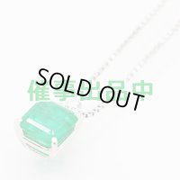 タサキ　PT900/850 エメラルドダイアイリペンダントネックレス 1.73ct 0.11ct 5.10g