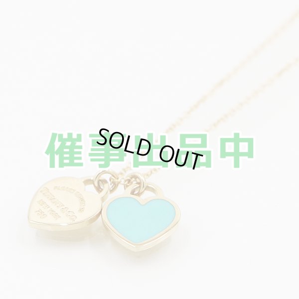 画像1: ティファニー　750YG ミニダブルハートタグペンダントネックレス 4.00g