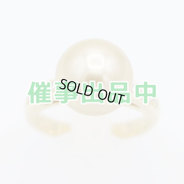 画像1: タサキ　K18 ゴールデンパールダイアイリリング 11.80mm 0.12ct 6.40g