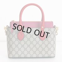 グッチ　GGスプリーム 2WAYミニショルダーバック 453177 204991 ベージュ／ピンク／レッド