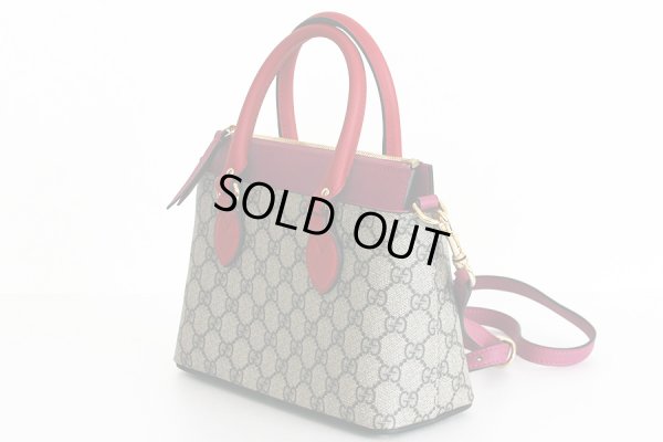 グッチ　GGスプリーム 2WAYミニショルダーバック 453177 204991 ベージュ／ピンク／レッド　サイド