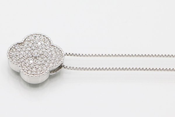 K18WG ダイアイリペンダントネックレス 1.01ct 8.80g　サイド