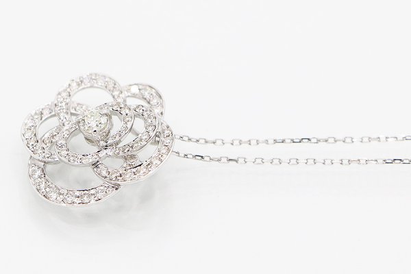 K18WG ダイアイリペンダントネックレス 0.75ct 4.30g　サイド
