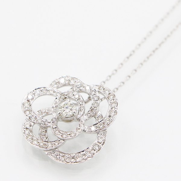 K18WG ダイアイリペンダントネックレス 0.75ct 4.30g