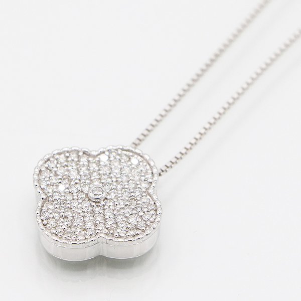 K18WG ダイアイリペンダントネックレス 1.01ct 8.80g