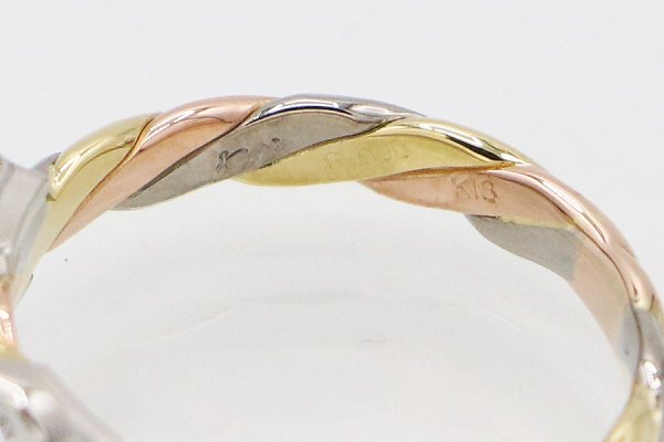 木内 賢治 　PT900/K18/PG ダイアイリリング 0.58ct 5.50g　刻印