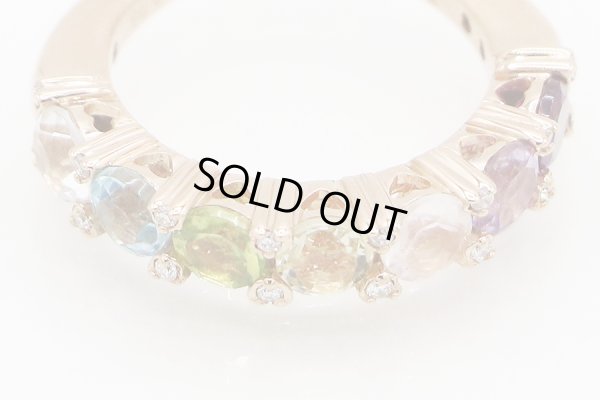 ポンテヴェキオ　K18PG マルチストーンダイアイリリング 0.08ct 4.50g　拡大