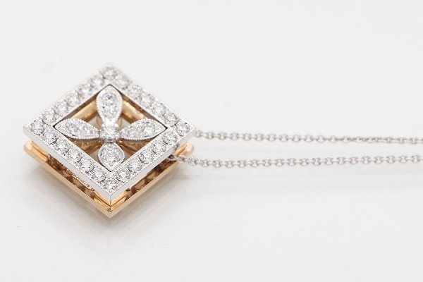 ミキモト　K18WG/PG ダイアイリペンダントネックレス 0.25ct 0.71ct 11.40g　表面サイド