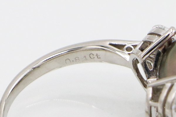 ミキモト　PT950 黒蝶パールダイアイリリング 12.00mm 0.84ct 7.40g　刻印(2)