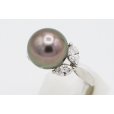 ミキモト　PT950 黒蝶パールダイアイリリング 12.00mm 0.84ct 7.40g　サイド