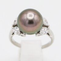 ミキモト　PT950 黒蝶パールダイアイリリング 12.00mm 0.84ct 7.40g
