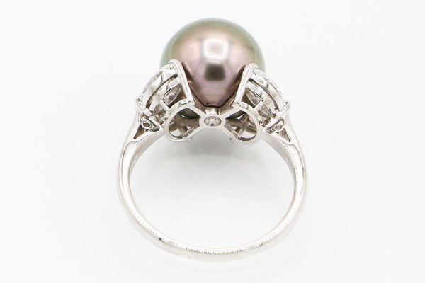 ミキモト　PT950 黒蝶パールダイアイリリング 12.00mm 0.84ct 7.40g　内側