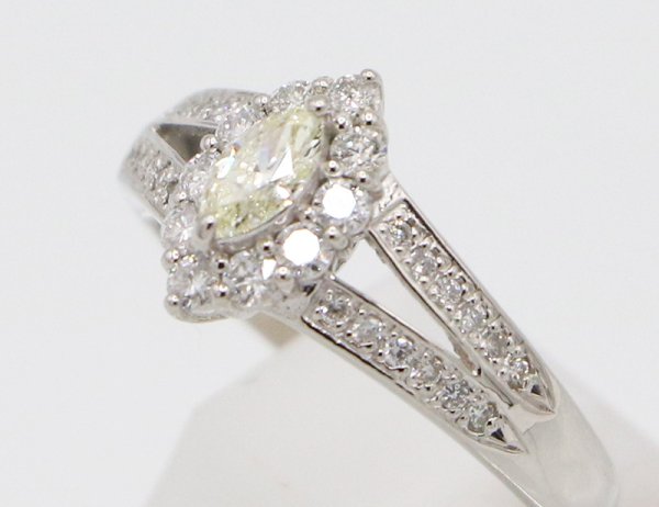 ノーブランドジュエリー PT900 ダイアイリリング 0.39ct 0.19ct 4.50g　サイド