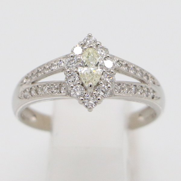 ノーブランドジュエリー PT900 ダイアイリリング 0.39ct 0.19ct 4.50g