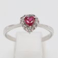 ノーブランドジュエリー K18WG ルビーダイアイリリング 0.25ct 0.15ct 1.90g