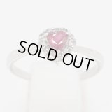 K18WG ルビーダイアイリリング 0.25ct 0.15ct 1.90g