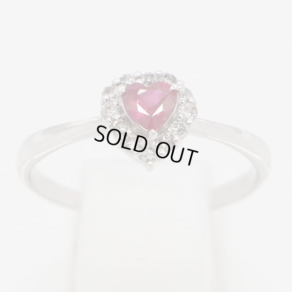 ノーブランドジュエリー K18WG ルビーダイアイリリング 0.25ct 0.15ct 1.90g