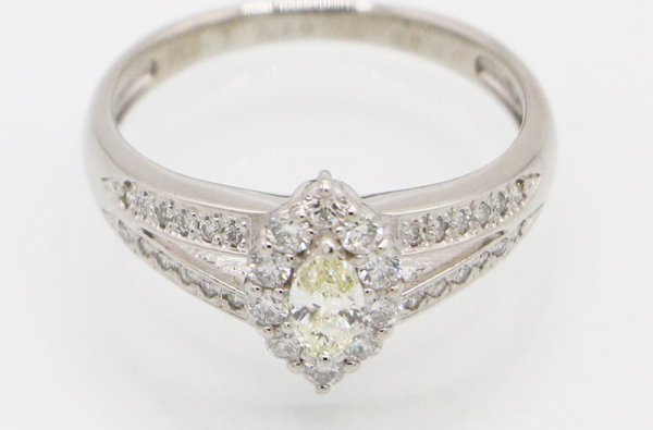ノーブランドジュエリー PT900 ダイアイリリング 0.39ct 0.19ct 4.50g　拡大