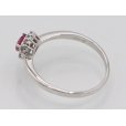 ノーブランドジュエリー K18WG ルビーダイアイリリング 0.25ct 0.15ct 1.90g　刻印