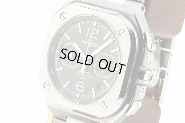 ベル＆ロス　ＢＲ０５Ｃ－ＢＬ－ＳＴ／ＳＳＴ　クロノグラフ　黒文字盤　サイド拡大