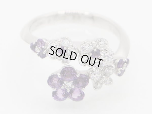 セイレーン アズーロ K18WG アメシストダイアイリリング 0.60ct 0.65ct 5.80g　拡大