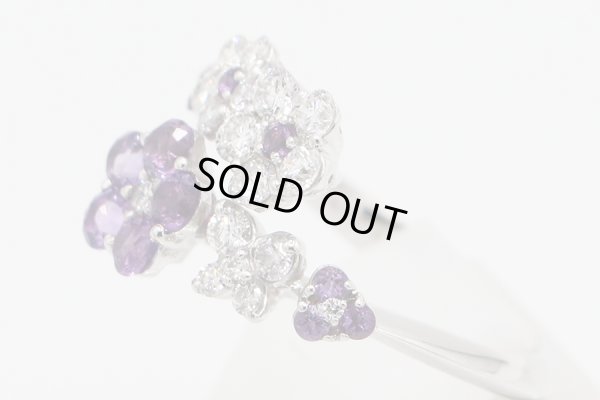 セイレーン アズーロ K18WG アメシストダイアイリリング 0.60ct 0.65ct 5.80g　サイド