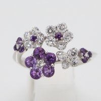 セイレーン アズーロ K18WG アメシストダイアイリリング 0.60ｃｔ 0.65ct 5.80g