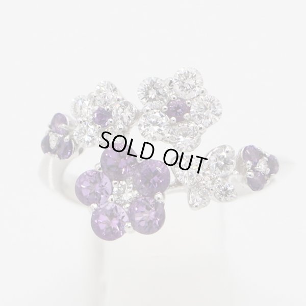 セイレーン アズーロ K18WG アメシストダイアイリリング 0.60ct 0.65ct 5.80g
