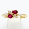 クイーン 750YG ルビーダイアイリリング 0.61ct 0.31ct 4.40g