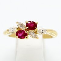 クイーン 750YG ルビーダイアイリリング 0.61ct 0.31ct 4.40g