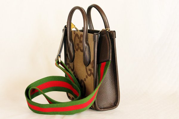 グッチ　ジャンボGG ミニトートバック 699406 498492 ベージュ／ブラウン　サイド