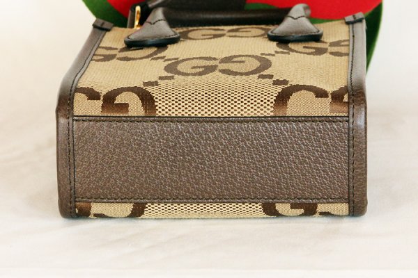 グッチ　ジャンボGG ミニトートバック 699406 498492 ベージュ／ブラウン　底