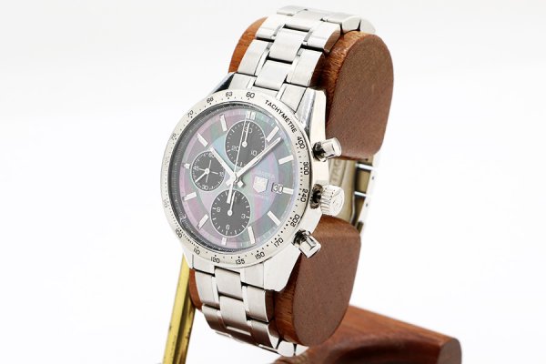 タグホイヤー　カレラ　クロノグラフ　ＣＶ２０１Ｐ　黒シェル文字盤　サイド