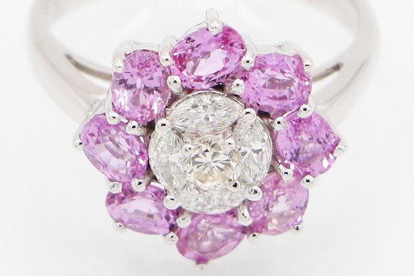 750WG サファイアダイアイリリング 2.25ct 0.49ct 5.00g　拡大