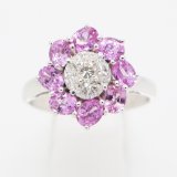 750WG サファイアダイアイリリング 2.25ct 0.49ct 5.00g