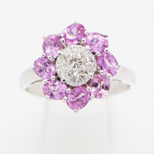 750WG サファイアダイアイリリング 2.25ct 0.49ct 5.00g