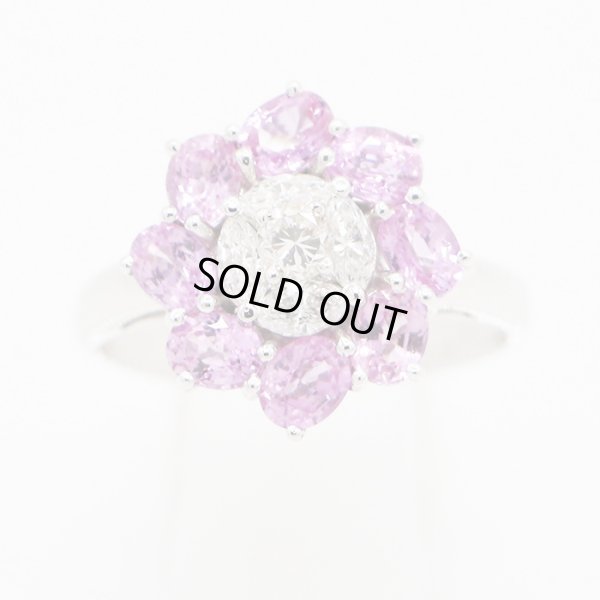 750WG サファイアダイアイリリング 2.25ct 0.49ct 5.00g