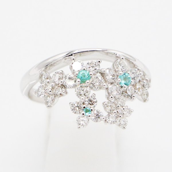 K18WG トルマリンダイアイリリング 0.07ct 1.00ct 5.20g
