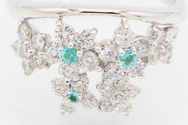 K18WG トルマリンダイアイリリング 0.07ct 1.00ct 5.20g　拡大