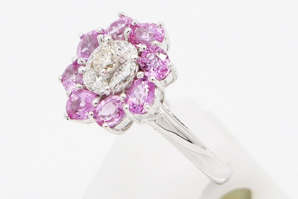750WG サファイアダイアイリリング 2.25ct 0.49ct 5.00g　サイド
