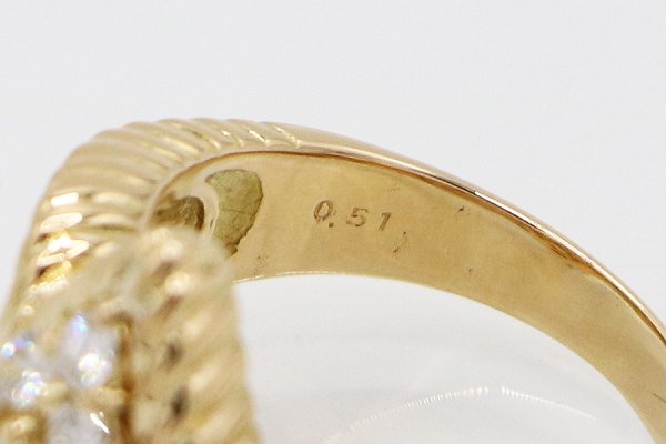 K18 ダイアイリリング 0.51ct 9.30g　刻印(2)