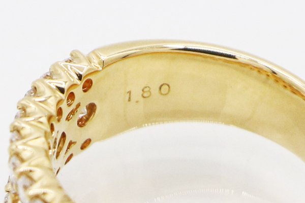 K18 ダイアイリリング 1.80ct 8.50g　刻印(2)