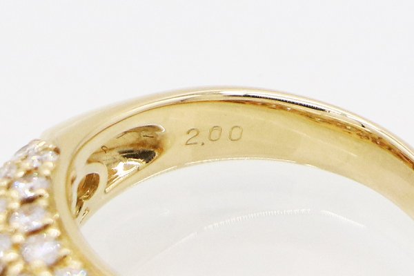 K18 ダイアイリリング 2.00ct 7.20g　刻印(2)