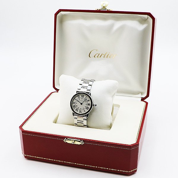 カルティエ　ロンドソロＳＭ　Ｗ６７０１００４　２９３３　銀文字盤　箱