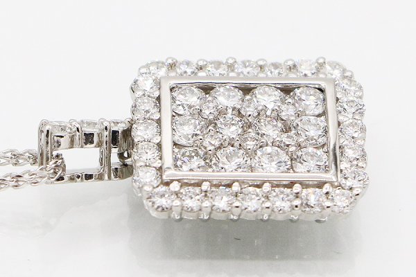 K18WG/PT900 ダイアイリペンダントネックレス 2.00ct 8.60g　拡大