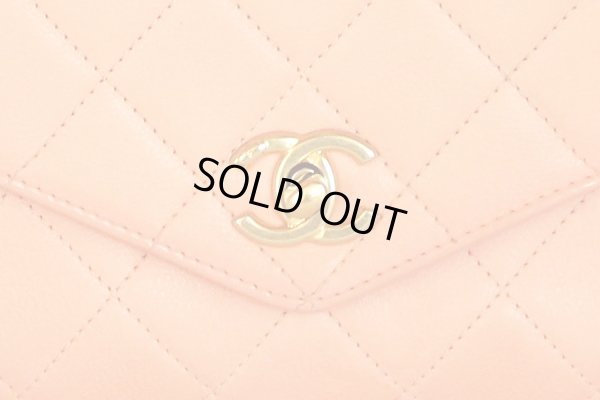 シャネル マトラッセ トップハンドル2WAYショルダーバック コーラルオレンジ　表面