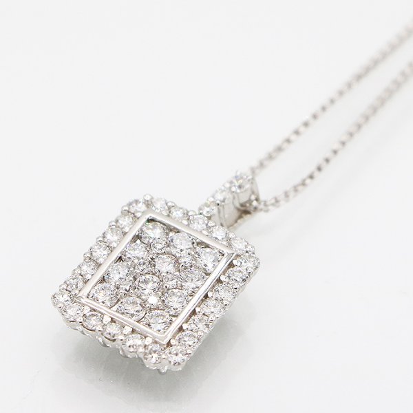 K18WG/PT900 ダイアイリペンダントネックレス 2.00ct 8.60g